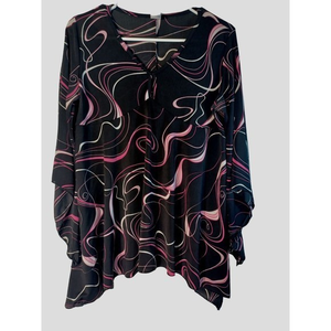Women's Beautiful Flowy Dress Top Peekaboo On‎ Front Black And Pink Size Medium
